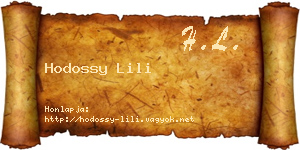 Hodossy Lili névjegykártya